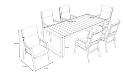 Discount Evora Garten-Essgruppe, anthrazit/natur, Alu/Teak/Polyester, 240 x 100 cm, FSC®-zertifiziertes Produkt Garten-Essgruppen