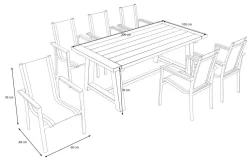 New Evora Garten-Essgruppe, grau/anthrazit, Alu/Teak/Textilene, 200 x 100 cm, stapelbar, FSC®-zertifiziertes Produkt Garten-Essgruppen