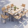 Discount Falun Garten-Essgruppe mit 8 Sesseln, braun, Edelstahl/Teakholz, 200 x 100 cm ausziehbar, stapelbar, FSC®-zertifiziertes Produkt Edelstahl-Gartenmöbel