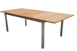 Discount Falun Garten-Essgruppe mit 8 Sesseln, braun, Edelstahl/Teakholz, 200 x 100 cm ausziehbar, stapelbar, FSC®-zertifiziertes Produkt Edelstahl-Gartenmöbel