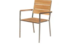 Discount Falun Garten-Essgruppe mit 8 Sesseln, braun, Edelstahl/Teakholz, 200 x 100 cm ausziehbar, stapelbar, FSC®-zertifiziertes Produkt Edelstahl-Gartenmöbel