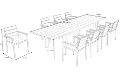 Discount Falun Garten-Essgruppe mit 8 Sesseln, braun/silber, Teakholz/Edelstahl, 220/340 x 100 cm, ausziehbar stapelbar FSC®-zertifiziert Garten-Essgruppen