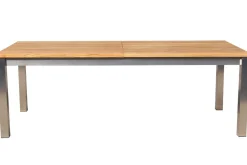 Discount Falun Garten-Essgruppe mit 8 Sesseln, braun/silber, Teakholz/Edelstahl, 220/340 x 100 cm, ausziehbar stapelbar FSC®-zertifiziert Garten-Essgruppen