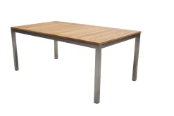 Outlet Falun Garten-Essgruppe, braun, Teakholz/Edelstahl, Ausziehtisch 180/240 x 100 cm, inkl. 6 Stapelsessel, FSC®-zertifiziertes Produkt Garten-Essgruppen