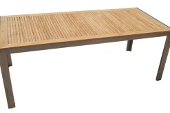 New Falun Garten-Essgruppe, braun, Edelstahl/Teakholz, 200 x 90 cm Tisch mit 2 Bänken 160 x 38 cm Garten-Essgruppen