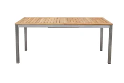 Falun Garten-Essgruppe mit 6 Sesseln, braun, Edelstahl/Teakholz, 200 x 100 cm ausziehbar, stapelbar, FSC®-zertifiziertes Produkt Garten-Essgruppen|Edelstahl-Gartenmöbel