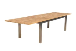 Best Falun Garten-Essgruppe mit 6 Sesseln, braun/silber, Teakholz/Edelstahl, 220/340 x 100 cm, ausziehbar, stapelbar, FSC®-zertifiziertes Produkt Garten-Essgruppen