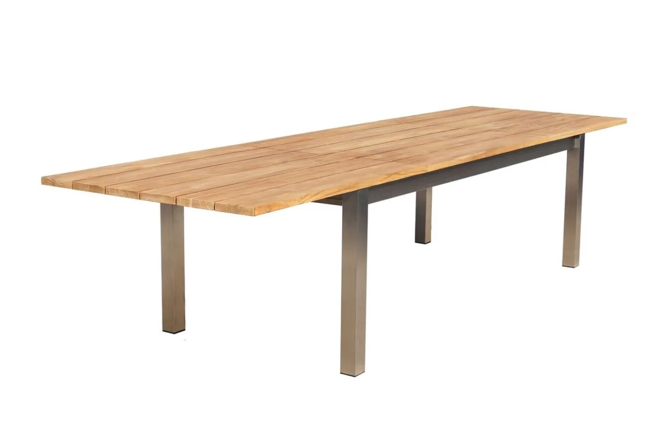 Best Falun Garten-Essgruppe mit 6 Sesseln, braun/silber, Teakholz/Edelstahl, 220/340 x 100 cm, ausziehbar, stapelbar, FSC®-zertifiziertes Produkt Garten-Essgruppen
