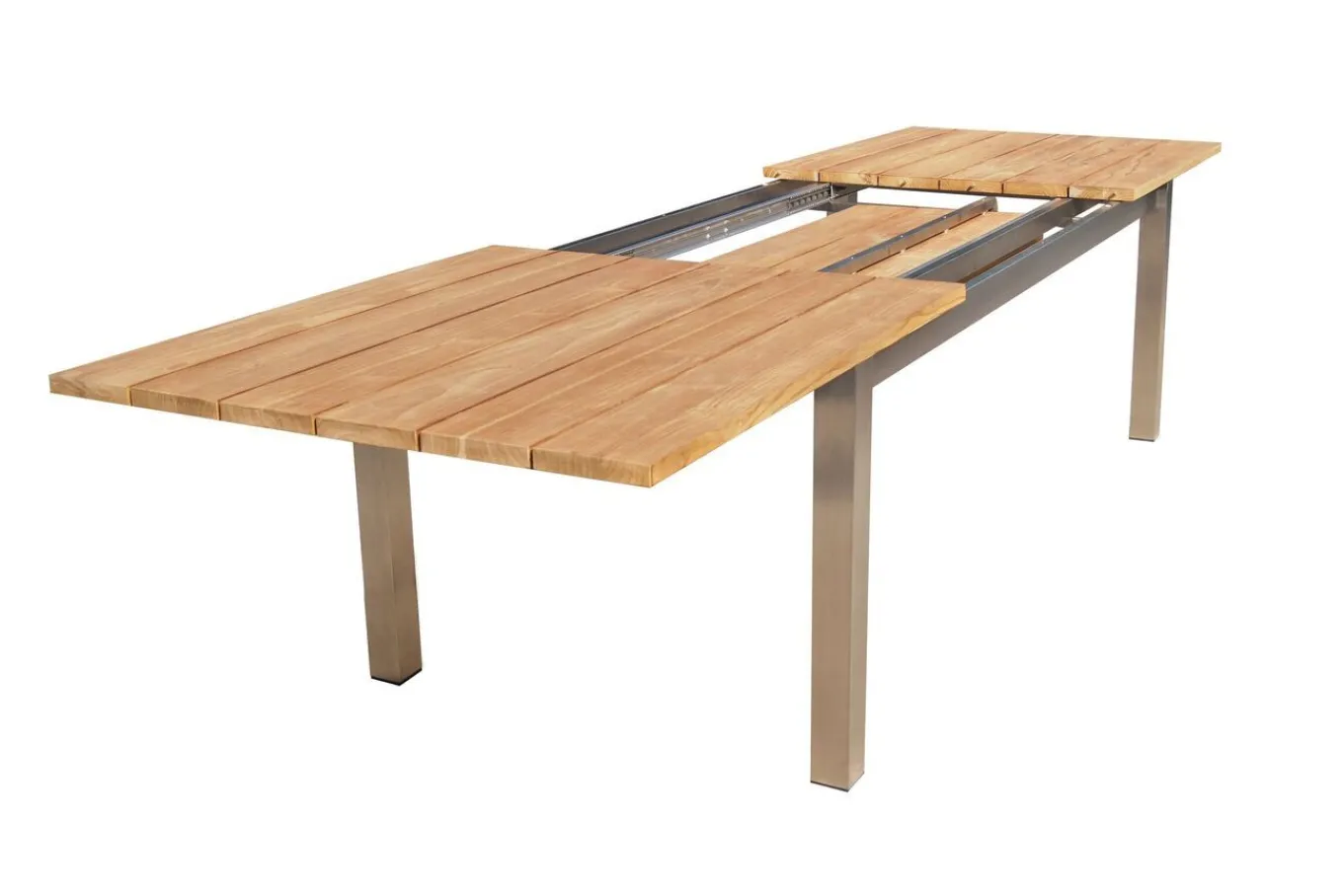 Best Falun Garten-Essgruppe mit 6 Sesseln, braun/silber, Teakholz/Edelstahl, 220/340 x 100 cm, ausziehbar, stapelbar, FSC®-zertifiziertes Produkt Garten-Essgruppen