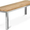 Hot Gartenbank, Edelstahl/recyceltes Teak, 160x40x45cm, rustikal gebürstet, FSC®-zertifiziertes Produkt Gartenbänke & Gartensofas
