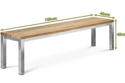 Hot Gartenbank, Edelstahl/recyceltes Teak, 160x40x45cm, rustikal gebürstet, FSC®-zertifiziertes Produkt Gartenbänke & Gartensofas
