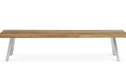 Clearance Gartenbank, Edelstahl/recyceltes Teak, 160x40x45cm, A-Gestell, rustikal gebürstet Gartenbänke & Gartensofas