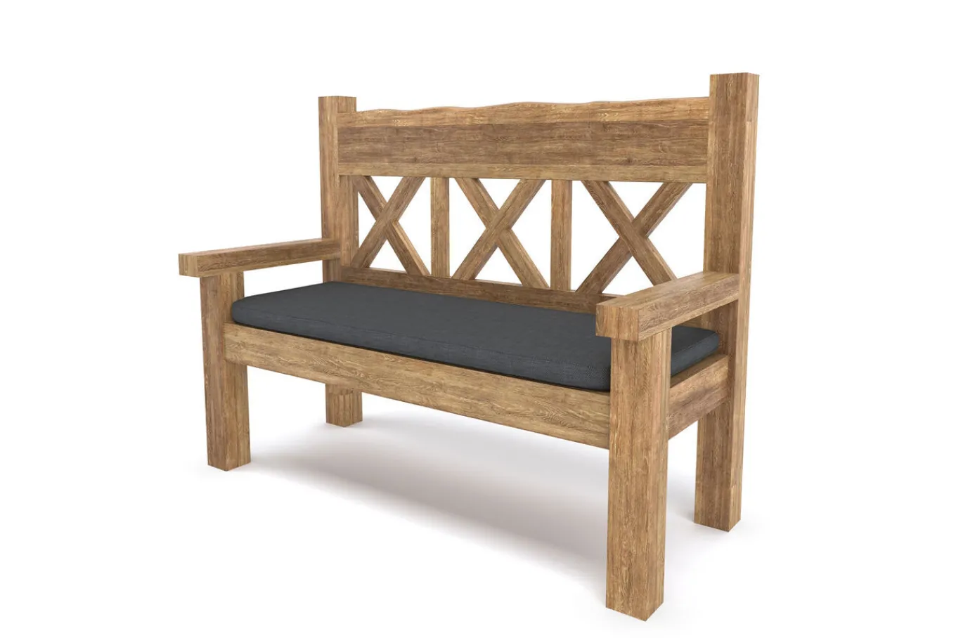 Gartenbank, natur, recyceltes Teak, 160x73cm, mit Rücken- und Armlehnen, rustikal gebürstet Gartenbänke & Gartensofas