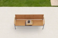 Hot Gartenbank, Teakholz/Edelstahl, 3-Sitzer, 160x55x80cm, FSC®-zertifiziertes Produkt Edelstahl-Gartenmöbel|Gartenbänke & Gartensofas