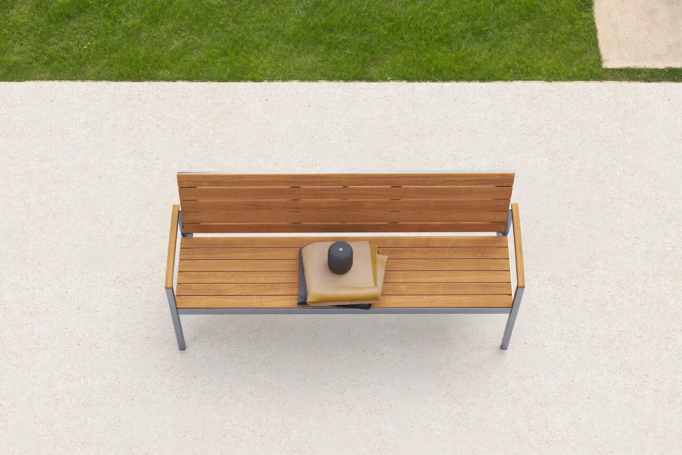 Hot Gartenbank, Teakholz/Edelstahl, 3-Sitzer, 160x55x80cm, FSC®-zertifiziertes Produkt Edelstahl-Gartenmöbel|Gartenbänke & Gartensofas