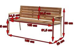 Hot Gartenbank, Teakholz/Edelstahl, 3-Sitzer, 160x55x80cm, FSC®-zertifiziertes Produkt Edelstahl-Gartenmöbel|Gartenbänke & Gartensofas