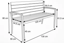 New Gartenbank, Teakholz/Edelstahl, 2-Sitzer, 130x55x80cm, FSC®-zertifiziertes Produkt Gartenbänke & Gartensofas