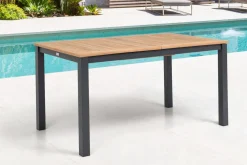 Outlet Garten-Essgruppe, anthrazit matt, Alu / Teak / Textil, Tisch 150/210x90cm, 8 Klappstühle Garten-Essgruppen|Aluminium-Gartenmöbel