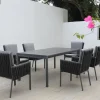 Hot Garten-Essgruppe, anthrazit, Alu, Ausziehtisch 180/270x100 cm, 6 Diningsessel Aluminium-Gartenmöbel