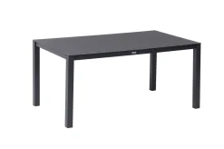 Clearance Garten-Essgruppe, anthrazit matt, Alu/Spraystone/Textilen, 160x95 cm, 6 Klappstühle, verstellbar Garten-Essgruppen