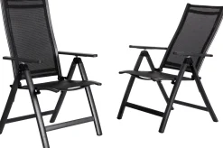 Clearance Garten-Essgruppe, anthrazit matt, Alu/Spraystone/Textilen, 160x95 cm, 6 Klappstühle, verstellbar Garten-Essgruppen