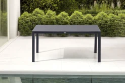 Online Garten-Essgruppe, anthrazit matt/grau/schwarz, Alu/Spraystone/Textilen, 160 x 95 cm, 6 Klappstühle Aluminium-Gartenmöbel