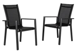 Discount Garten-Essgruppe, anthrazit matt, Alu/Spraystone/Textilen, 160x95 cm, 6 Stapelsessel Garten-Essgruppen