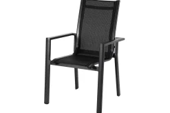 Discount Garten-Essgruppe, anthrazit matt, Alu/Spraystone/Textilen, 160x95 cm, 6 Stapelsessel Garten-Essgruppen