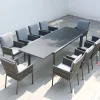 New Garten-Essgruppe, anthrazit, Aluminium, Tisch 180/270x100 cm, 10 Sessel Garten-Essgruppen|Aluminium-Gartenmöbel