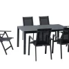 Discount Garten-Essgruppe, anthrazit matt, Alu/Spraystone/Textilen, 160 x 95 cm, 4 Stapelsessel, 2 Klappstühle Garten-Essgruppen