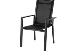 Discount Garten-Essgruppe, anthrazit matt, Alu/Spraystone/Textilen, 160 x 95 cm, 4 Stapelsessel, 2 Klappstühle Garten-Essgruppen