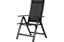 Discount Garten-Essgruppe, anthrazit matt, Alu/Spraystone/Textilen, 160 x 95 cm, 4 Stapelsessel, 2 Klappstühle Garten-Essgruppen