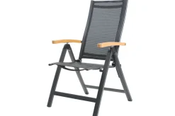 New Garten-Essgruppe, anthrazit matt/grau/schwarz, Alu/Spraystone/Textilen, 160 x 95 cm, 4 Stapelstühle, 2 Klappstühle Garten-Essgruppen