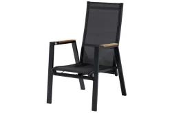 Outlet Garten-Essgruppe, Anthrazit, Aluminium/Teak, Ausziehtisch ca. 183/243 x 100 cm, 6x Sessel Garten-Essgruppen|Aluminium-Gartenmöbel