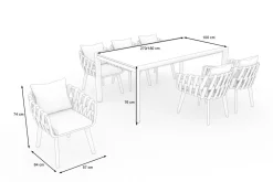 Discount Garten-Essgruppe, anthrazit, Aluminium/Glaskeramik, Ausziehtisch, 6 Sessel Garten-Essgruppen|Aluminium-Gartenmöbel
