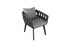 Discount Garten-Essgruppe, anthrazit, Aluminium/Glaskeramik, Ausziehtisch, 6 Sessel Garten-Essgruppen|Aluminium-Gartenmöbel