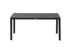 Discount Garten-Essgruppe, anthrazit matt, Alu/Spraystone/Textilen, 160x95 cm, 4 Sessel, 2 Klappstühle, Teak Armlehnen Garten-Essgruppen