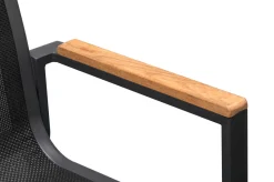 Discount Garten-Essgruppe, anthrazit matt, Alu/Spraystone/Textilen, 160x95 cm, 4 Sessel, 2 Klappstühle, Teak Armlehnen Garten-Essgruppen