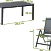 Outlet Garten-Essgruppe, anthrazit matt, Aluminium/Spraystone, 160 x 95 cm, 4 Klappstühle, mit Teak-Armlehnen Garten-Essgruppen