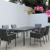 Best Garten-Essgruppe, anthrazit, Aluminium, Ausziehtisch 180/270x100 cm, 6 Sessel Garten-Essgruppen|Aluminium-Gartenmöbel