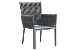 Best Garten-Essgruppe, anthrazit, Aluminium, Ausziehtisch 180/270x100 cm, 6 Sessel Garten-Essgruppen|Aluminium-Gartenmöbel