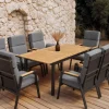 Sale Garten-Essgruppe, Anthrazit Matt, Aluminium/Teak, Ausziehtisch ca. 183/243x100 cm, 8 Sessel Garten-Essgruppen|Aluminium-Gartenmöbel