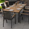 Best Garten-Essgruppe, anthrazit matt, Alu/Textilene, Tisch 180/240 x 100 cm, 8 Stapelsessel Garten-Essgruppen