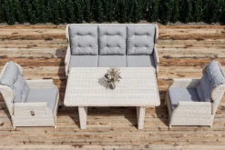Hot Garten-Essgruppe, beige meliert, Aluminium/Polyrattan, langlebiges Material Polyrattan-Gartenmöbel|Garten-Essgruppen