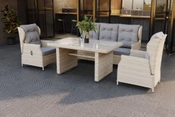 Hot Garten-Essgruppe, beige meliert, Aluminium/Polyrattan, langlebiges Material Polyrattan-Gartenmöbel|Garten-Essgruppen
