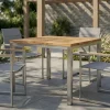 Clearance Garten-Essgruppe, Edelstahl/recyceltes Teak, Tisch 90 x 90 cm, 4 Freischwinger padded, silber, FSC®-zertifiziertes Produkt Garten-Essgruppen