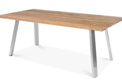 New Garten-Essgruppe, Edelstahl/recyceltes Teak, Tisch 220x100 cm, 8 Hochlehner- Diningsessel, A-Gestell, FSC®-zertifiziertes Produkt Polyrattan-Gartenmöbel|Edelstahl-Gartenmöbel