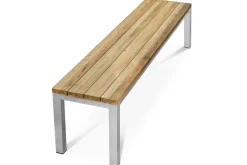 Clearance Garten-Essgruppe, Edelstahl/recyceltes Teak, Tisch 180x90 cm, 2 Bänke, FSC®-zertifiziertes Produkt Garten-Essgruppen