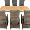 Best Garten-Essgruppe, Edelstahl/recyceltes Teak, Tisch 220x100 cm, 6 Hochlehner- Diningsessel, A-Gestell, FSC®-zertifiziertes Produkt Polyrattan-Gartenmöbel|Garten-Essgruppen