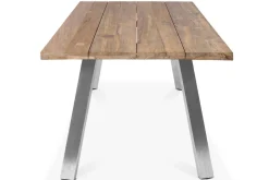 Best Garten-Essgruppe, Edelstahl/recyceltes Teak, Tisch 220x100 cm, 6 Hochlehner- Diningsessel, A-Gestell, FSC®-zertifiziertes Produkt Polyrattan-Gartenmöbel|Garten-Essgruppen